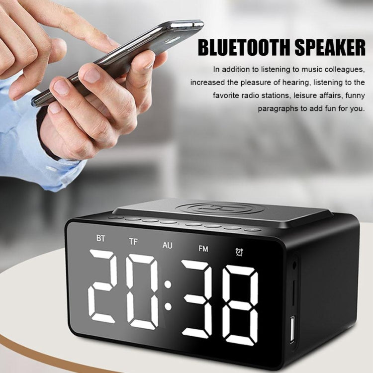 AEC BT508 Altavoz Bluetooth de carga inalámbrica Reloj despertador LED Altavoz tres en uno del banco de energía