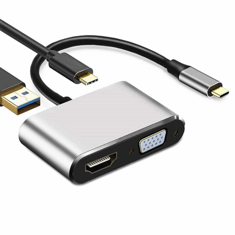 Adaptador USB C a HDMI VGA 4K Adaptador 4 en 1 tipo C Hub a HDMI VGA Adaptador multipuerto USB 3.0 AV digital con puerto de carga USB-C PD Compatible con Nintendo Switch/Samsung/MacBook