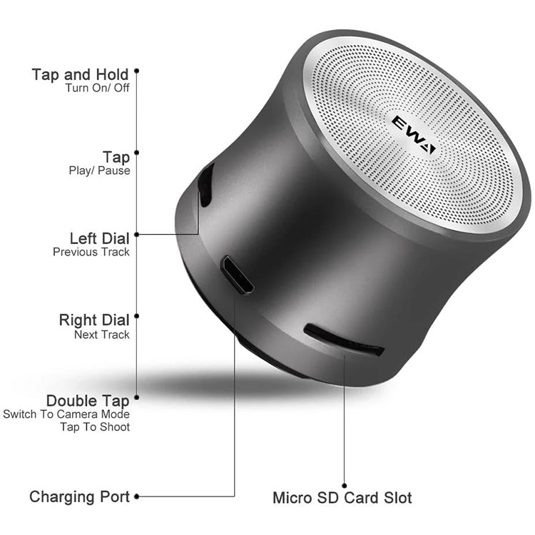 EWA A109M Altavoz portátil con Bluetooth Inalámbrico Heavy Bass Bomm Box Subwoofer Llamada de teléfono Sonido envolvente Altavoz de ducha Bluetooth