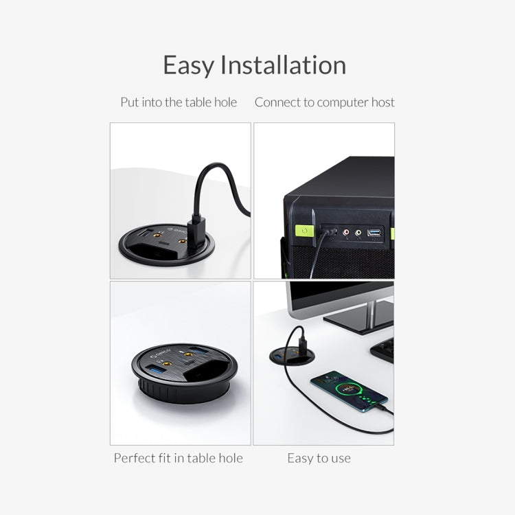 ORICO DESK-2U1C HUB multifunción con ojal de alimentación de escritorio