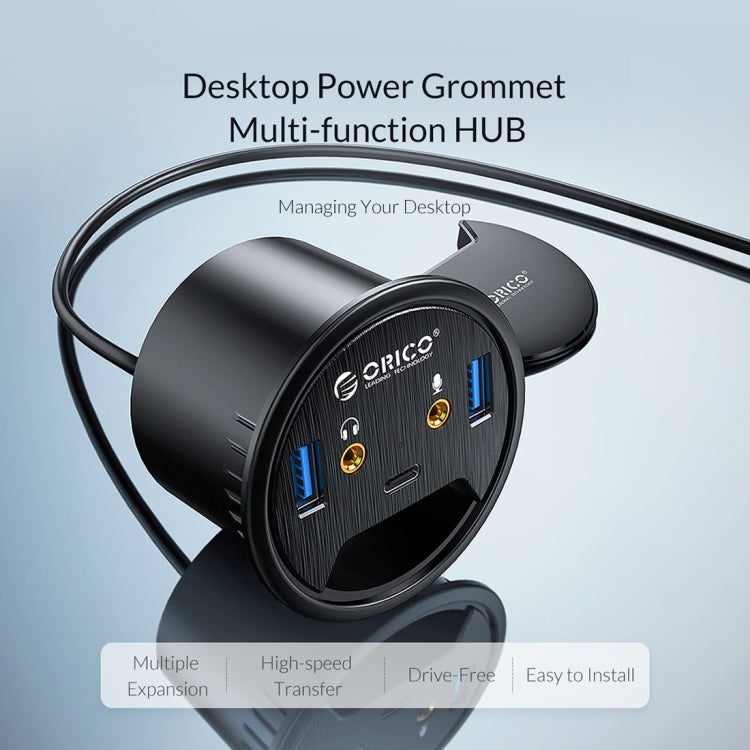 ORICO DESK-2U1C HUB multifunción con ojal de alimentación de escritorio