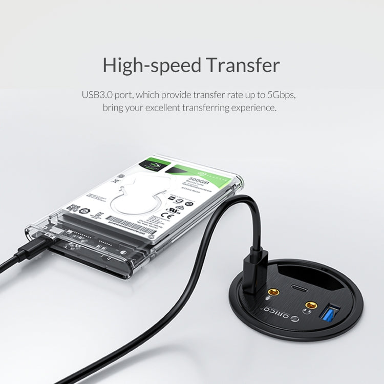 ORICO DESK-2U1C HUB multifunción con ojal de alimentación de escritorio