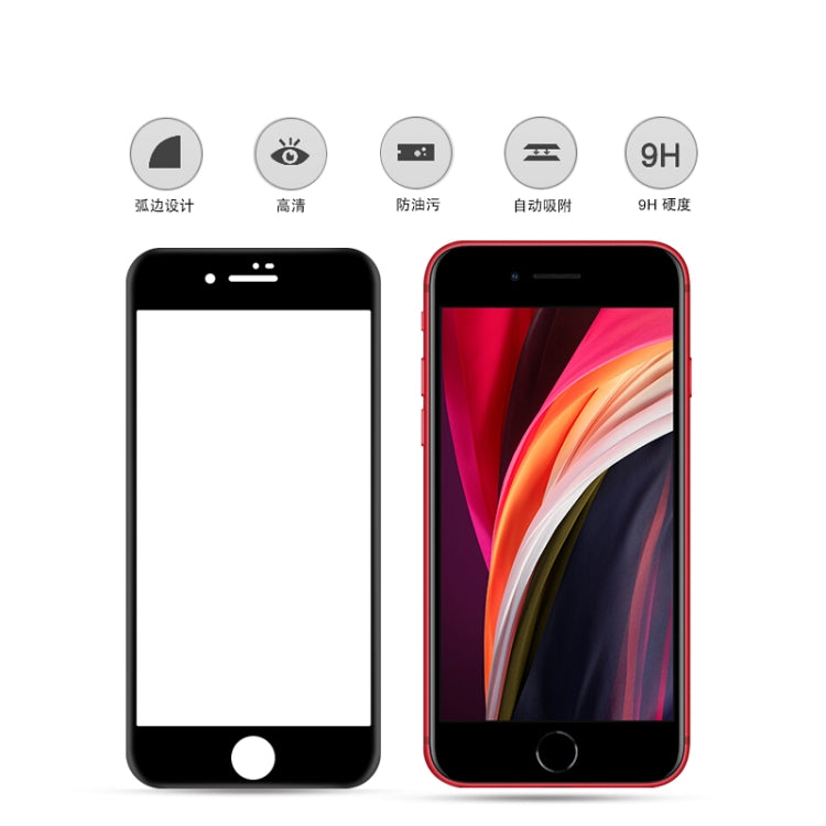 Para iPhone SE 2020 mocolo 0,33 mm 9H 3D Película de vidrio templado de pantalla completa curvada con pegamento completo