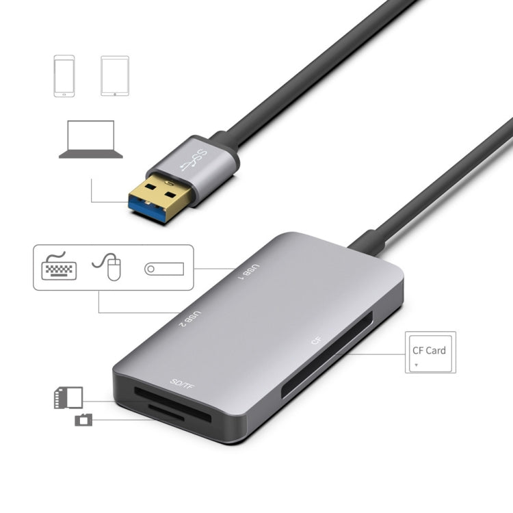 Onten 8107 USB3.0 HUB con lector de tarjetas CF SD TF, 8107