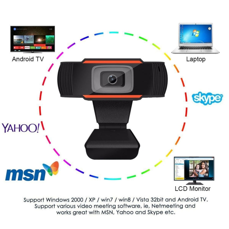 HXSJ A870 Webcam HD 480P PC cámara con micrófono de absorción micrófono para Skype para Android TV cámara de ordenador giratoria cámara Web USB, 480P