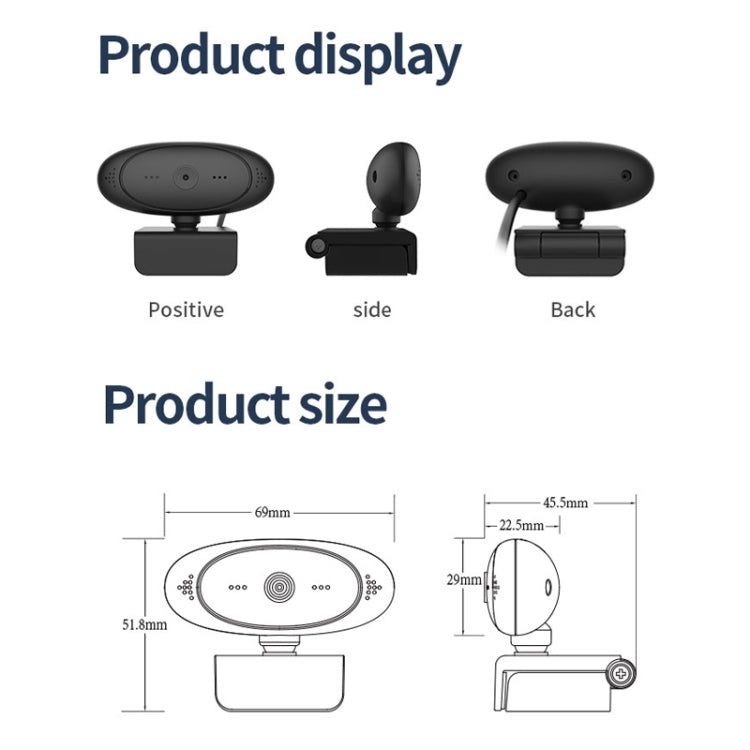 Cámara web Full HD 1080P Micrófono incorporado Cámara web inteligente Transmisión USB Cámara en vivo con cancelación de ruido