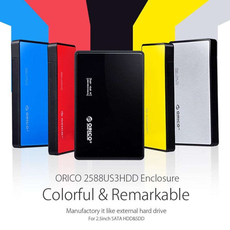 ORICO 2588US3-V1 Caja de disco duro USB3.0 de 2,5 pulgadas, Silver, Red, Blue, Black