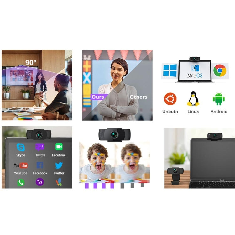 HD 1080P Megapíxeles Cámara web USB Sensor CMOS con micrófono para computadoras PC portátiles