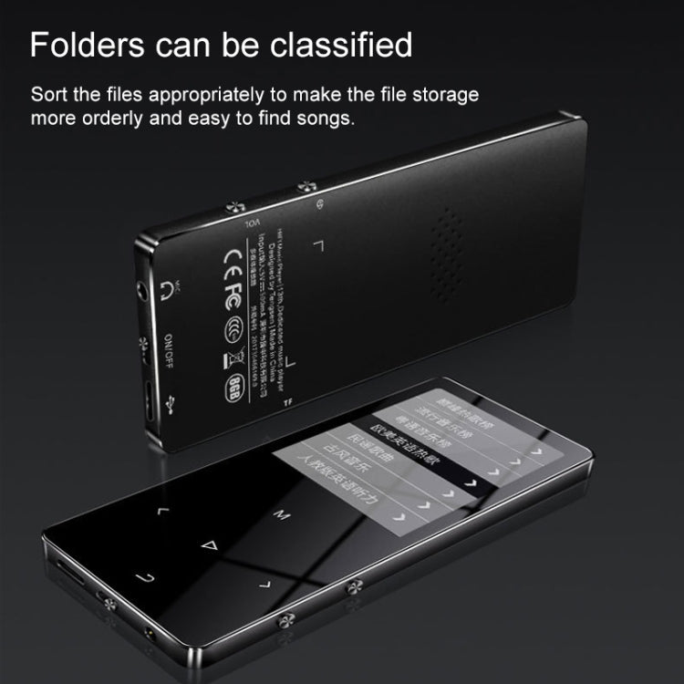 Reproductor de música con sonido de alta fidelidad MP3 MP4 Bluetooth de metal con pantalla táctil de 1,8 pulgadas, 8GB, X2, 16GB