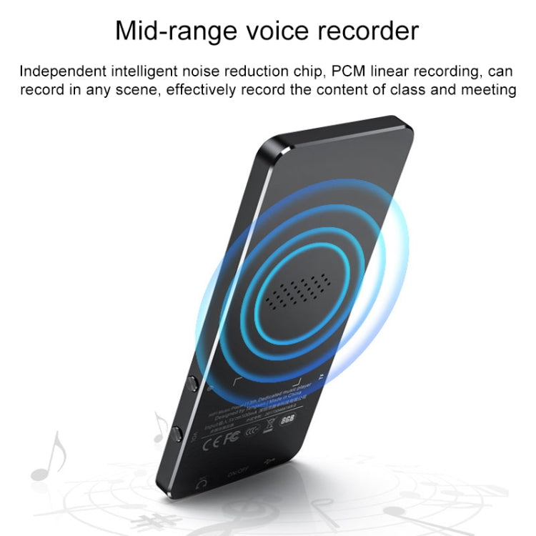 Reproductor de música con sonido de alta fidelidad MP3 MP4 Bluetooth de metal con pantalla táctil de 1,8 pulgadas, 8GB, X2, 16GB