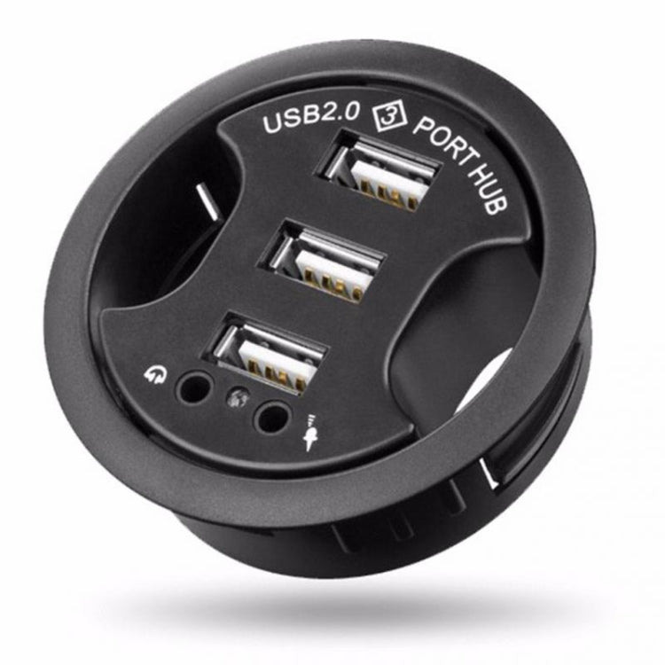 Hub USB 2.0 de 3 puertos con conector de audio y micrófono de 3,5 mm