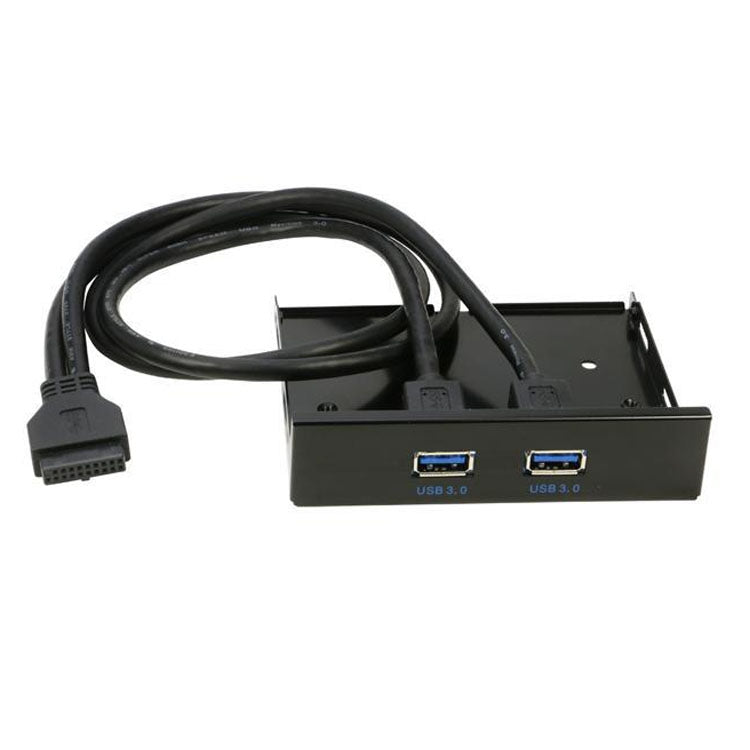 5,25 pulgadas 2 puertos USB3.0 Floppy Bay Panel frontal HUB Spilitter con adaptador de corriente, 2 Ports USB