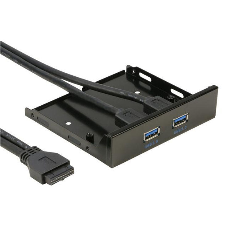 5,25 pulgadas 2 puertos USB3.0 Floppy Bay Panel frontal HUB Spilitter con adaptador de corriente, 2 Ports USB