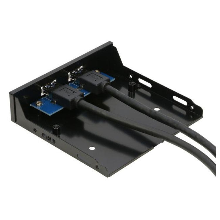 5,25 pulgadas 2 puertos USB3.0 Floppy Bay Panel frontal HUB Spilitter con adaptador de corriente, 2 Ports USB