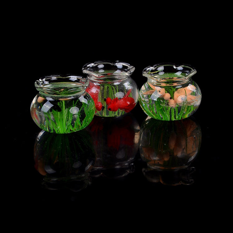 Casa de muñecas en miniatura de cristal transparente, pecera, acuario, juguetes