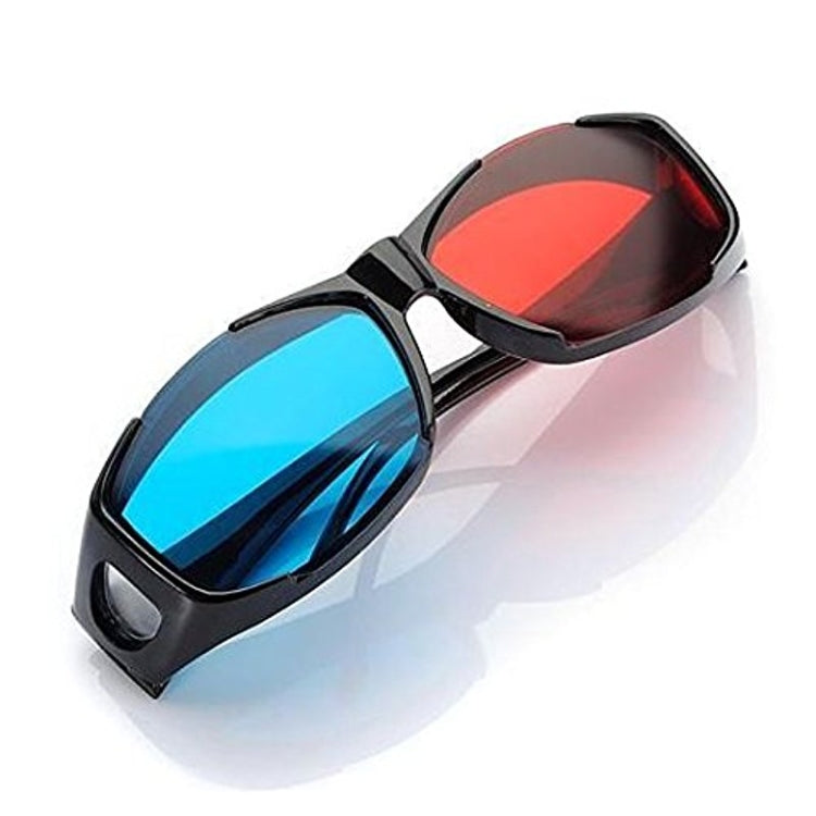 Gafas 3D rojas y azules, gafas de visión 3D enmarcadas con anaglifo para juegos, gafas dimensionales de película estéreo, gafas de plástico, Red Blue