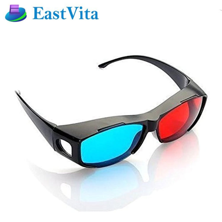 Gafas 3D rojas y azules, gafas de visión 3D enmarcadas con anaglifo para juegos, gafas dimensionales de película estéreo, gafas de plástico, Red Blue