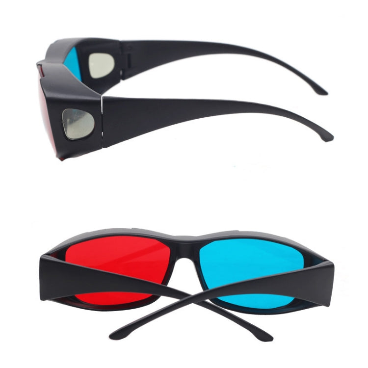 Gafas 3D rojas y azules, gafas de visión 3D enmarcadas con anaglifo para juegos, gafas dimensionales de película estéreo, gafas de plástico, Red Blue