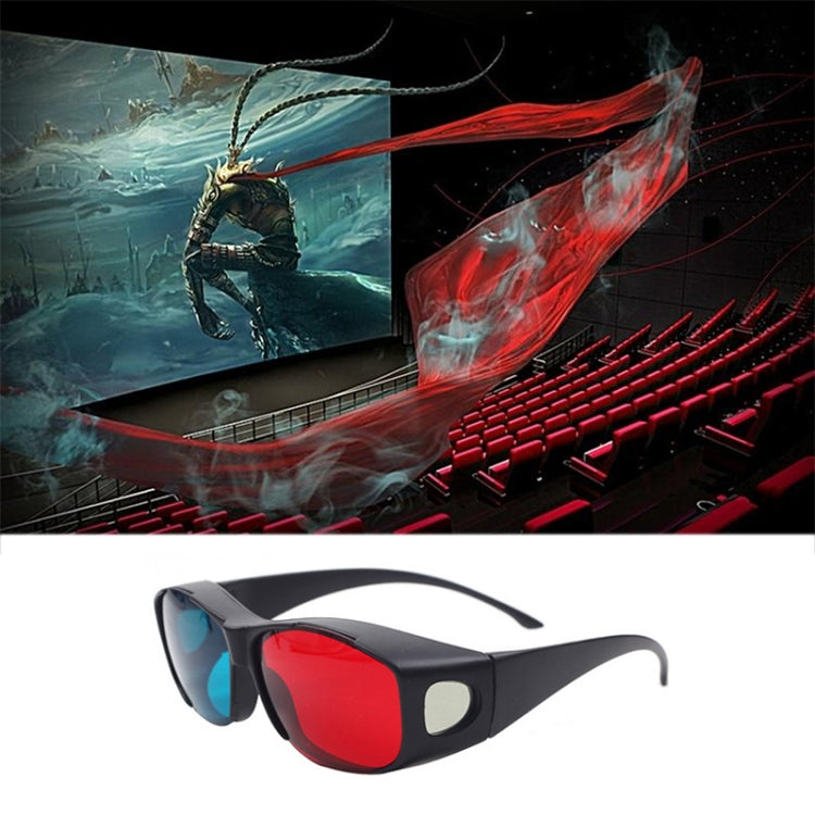 Gafas 3D rojas y azules, gafas de visión 3D enmarcadas con anaglifo para juegos, gafas dimensionales de película estéreo, gafas de plástico, Red Blue