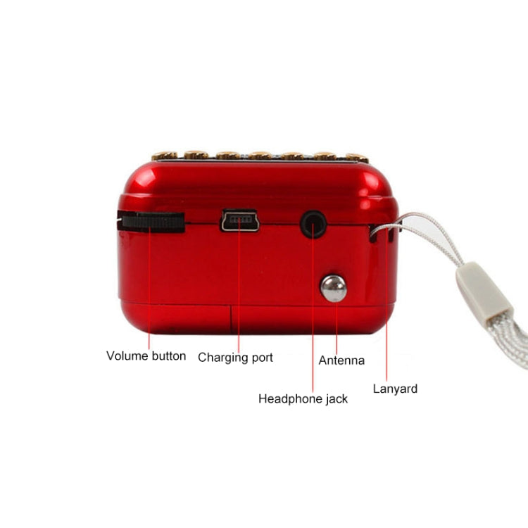 Altavoz receptor de radio FM recargable portátil, compatible con tarjeta USB/TF/reproductor de música MP3