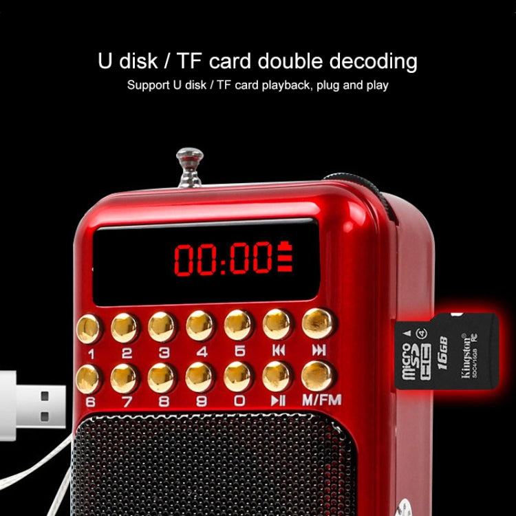 Altavoz receptor de radio FM recargable portátil, compatible con tarjeta USB/TF/reproductor de música MP3
