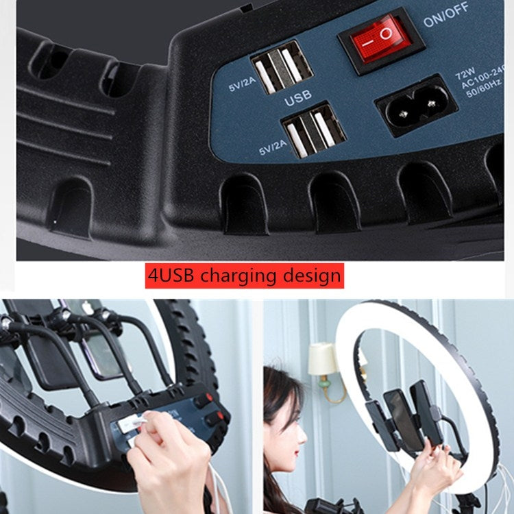 HQ-21N Kits de luces de video para fotografía con anillo LED de 21 pulgadas y 52,5 cm con control remoto, abrazadera para teléfono y soporte para trípode de 2,1 m, enchufe de la UE, 21 inch