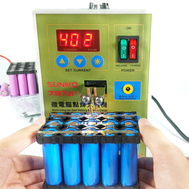 Soldador por puntos de batería de pulso LED SUKKO + máquina de soldadura por puntos microsoldadura por microordenador con luz LED + abrazadera de batería, enchufe de 220V UE