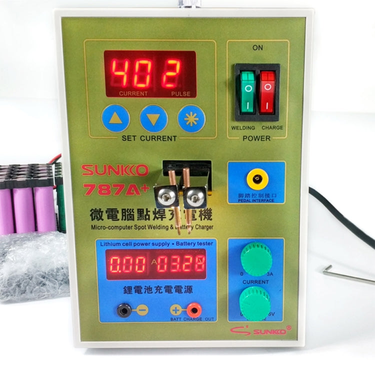 Soldador por puntos de batería de pulso LED SUKKO + máquina de soldadura por puntos microsoldadura por microordenador con luz LED + abrazadera de batería, enchufe de 220V UE