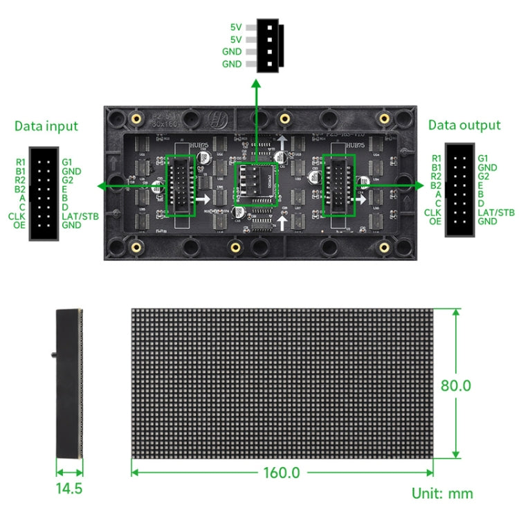 Panel de matriz LED a todo color Waveshare RGB, paso de 2,5 mm, 64 x 32 píxeles, brillo ajustable, 23707, 23707