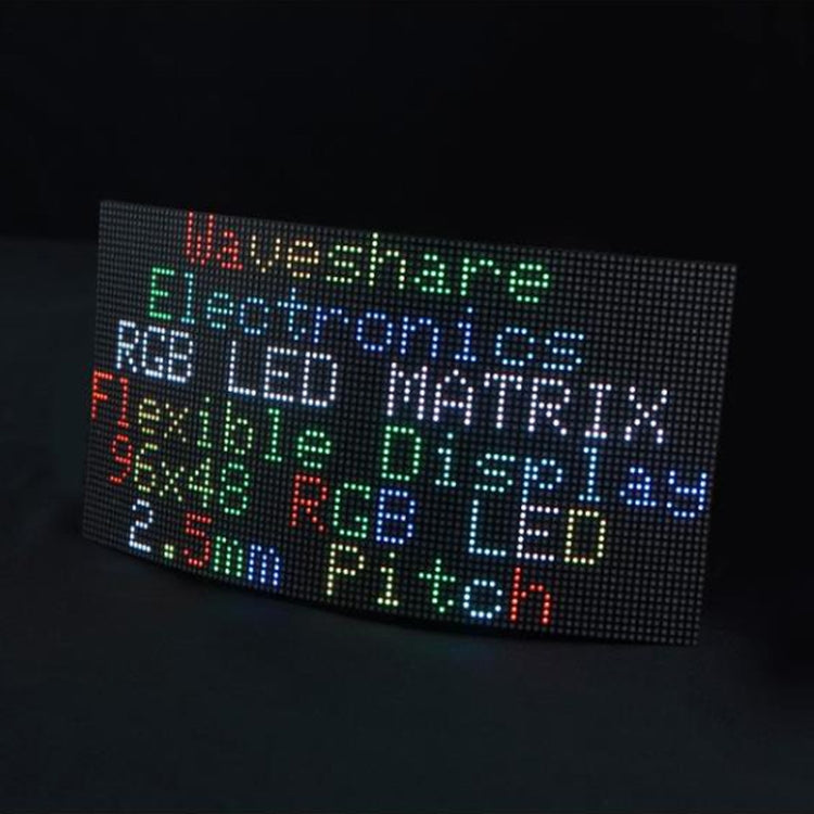 Panel de matriz LED a todo color RGB flexible Waveshare, paso de 2,5 mm, 96 x 48 píxeles, PCB flexible de brillo ajustable, 23709