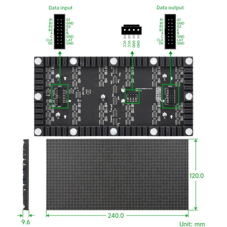 Panel de matriz LED a todo color RGB flexible Waveshare, paso de 2,5 mm, 96 x 48 píxeles, PCB flexible de brillo ajustable, 23709