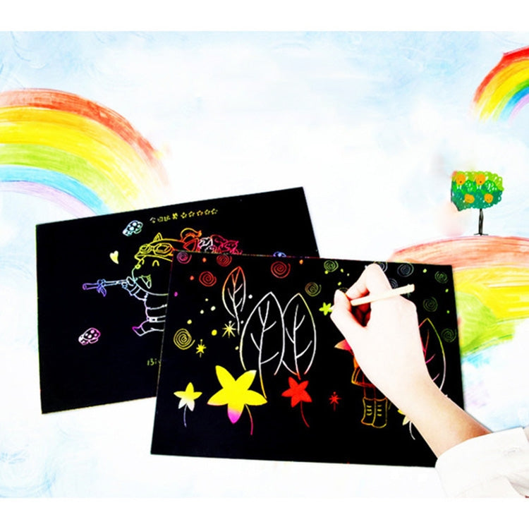 20 piezas DIY hecho a mano creativo pintar y rayar papel artístico juguetes educativos para niños, 20 PCS Scratch Painting Art Paper