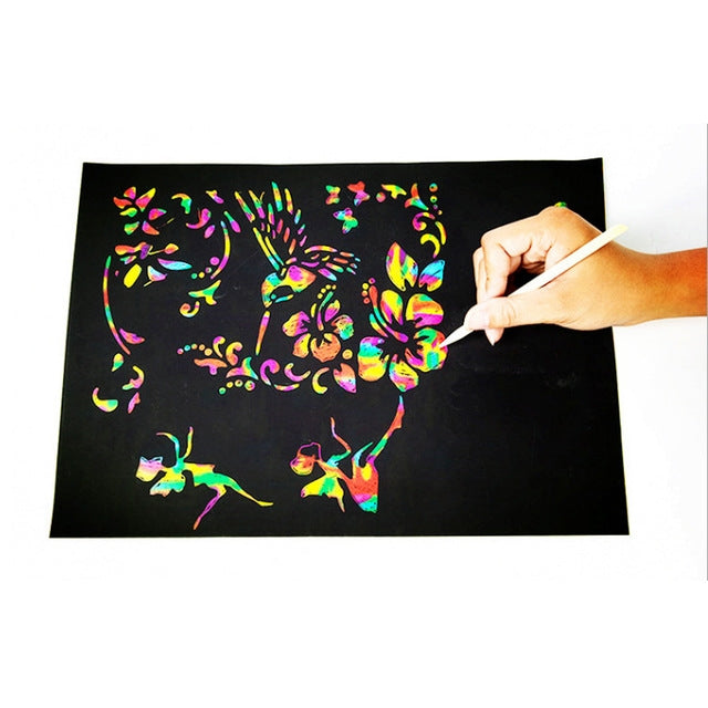 20 piezas DIY hecho a mano creativo pintar y rayar papel artístico juguetes educativos para niños, 20 PCS Scratch Painting Art Paper