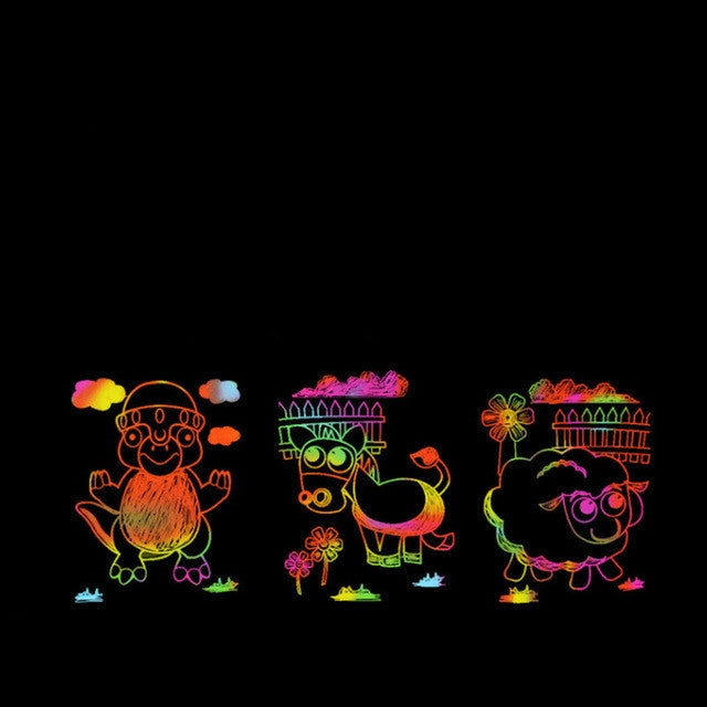 20 piezas DIY hecho a mano creativo pintar y rayar papel artístico juguetes educativos para niños, 20 PCS Scratch Painting Art Paper
