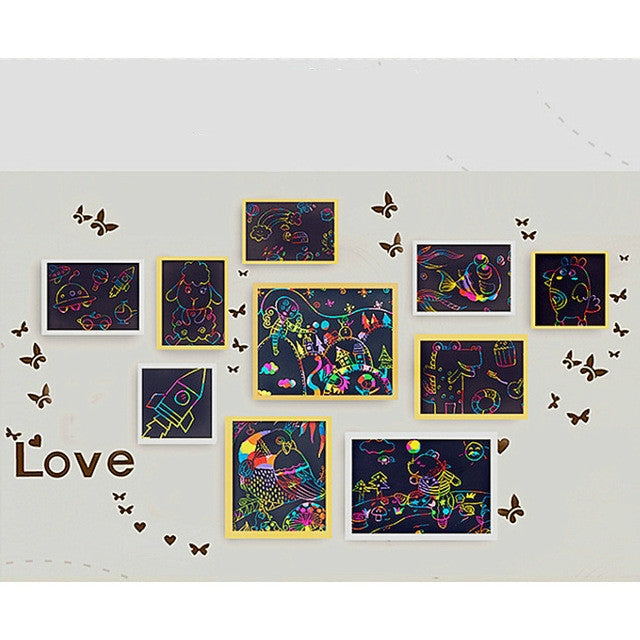 20 piezas DIY hecho a mano creativo pintar y rayar papel artístico juguetes educativos para niños, 20 PCS Scratch Painting Art Paper
