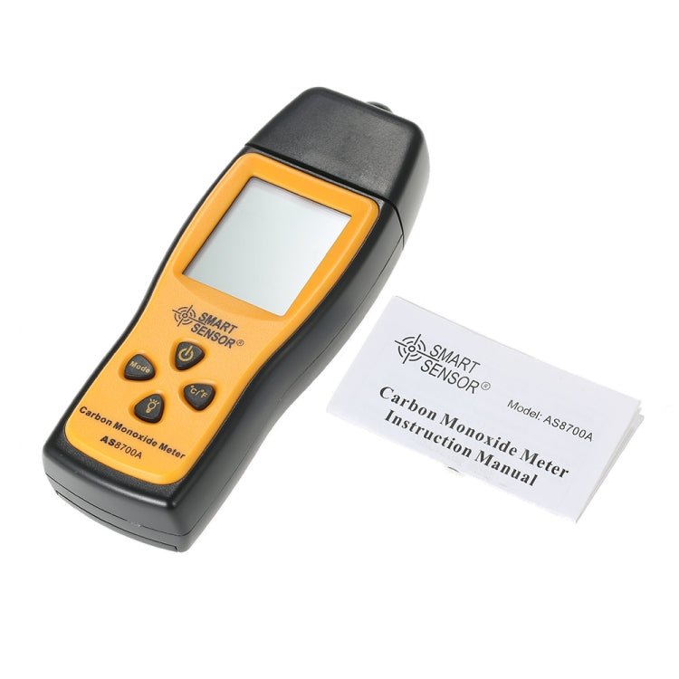 Sensor inteligente AS8700A Medidor de monóxido de carbono portátil Analizador de detector de fugas de CO digital de alta precisión, alarma de luz sonora, rango: 0-1000 ppm