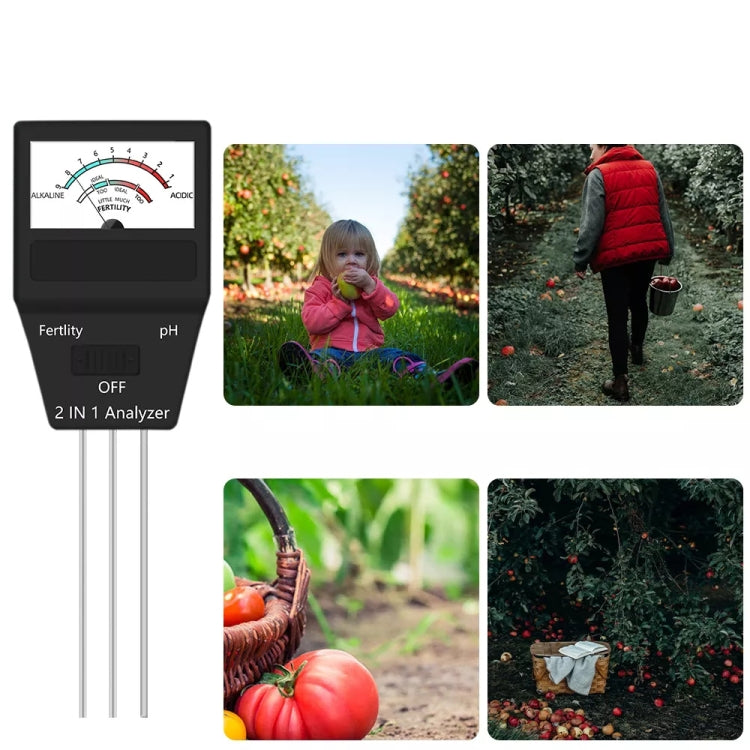Medidor de PH del suelo 2 en 1, instrumento probador de fertilidad, herramientas de jardinería con 3 sondas, 2 in 1