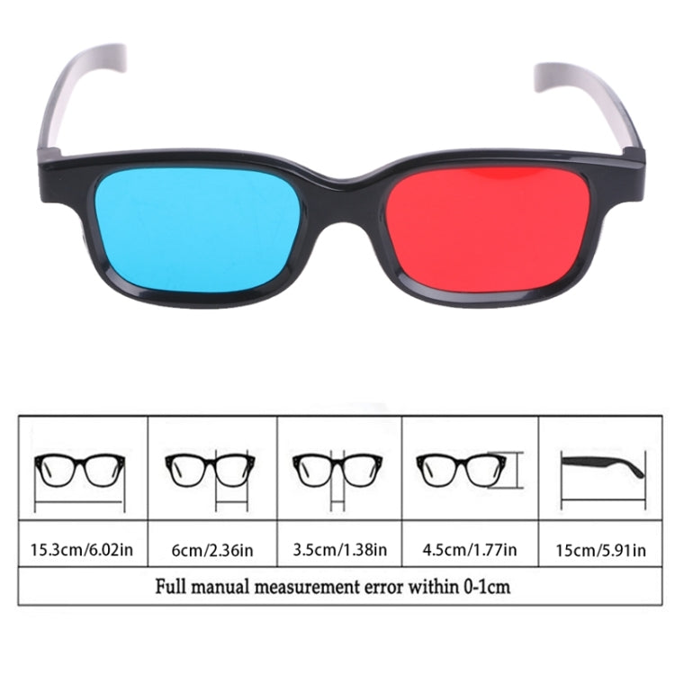 10 Uds. Gafas 3D montura negra Universal gafas 3D anaglifo rojo azul cian 0,2mm para películas DVD juegos