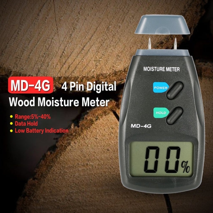 MD-4G Medidor de humedad de madera de 4 pines Medidores de humedad de grano de suelo LCD digitales, MD-4G