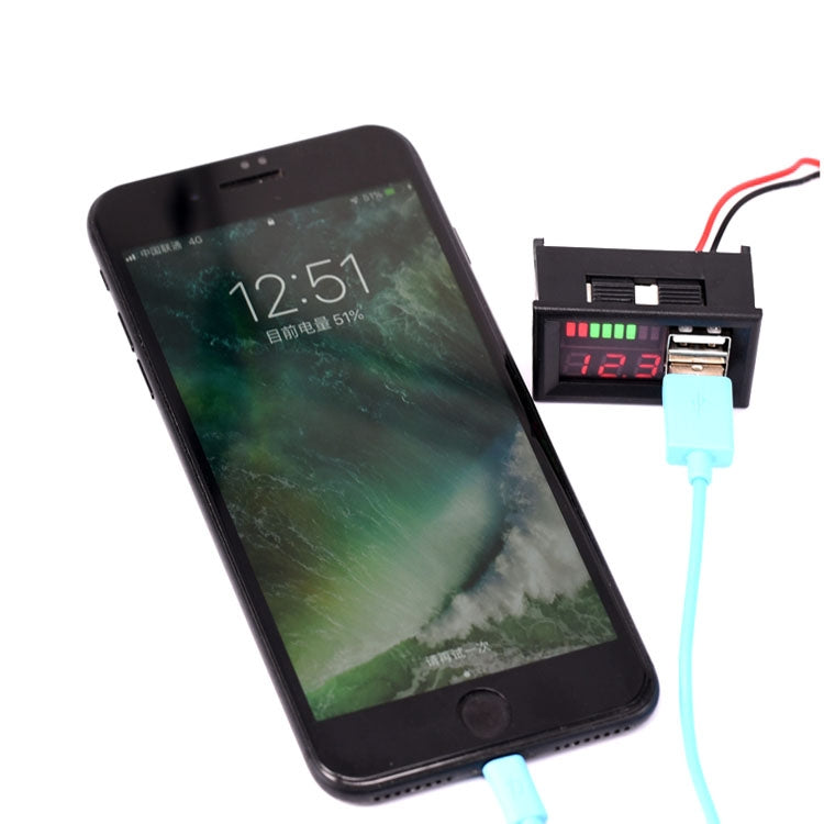 DL-USB-02 Coche 12V Voltaje de la batería Pantalla de potencia Medidor Cabezal Salida USB dual integrada Conversión de voltaje 5V2A, DL-USB-02 12V
