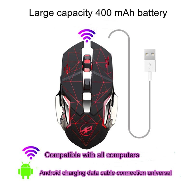 Ratón inalámbrico recargable WARWOLF Q8, ratón brillante para juegos