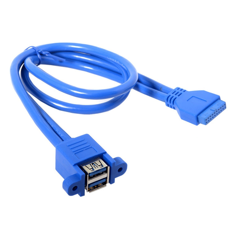 Cable de extensión USB3.0 doble de giro de 20 pines para placa base con cable deflector de oreja, Blue
