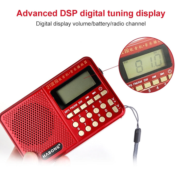 3 uds HABONG KK-170 altavoz receptor de Radio recargable portátil de 21 bandas FM/AM/SW, compatible con tarjeta USB/TF/reproductor de música MP3