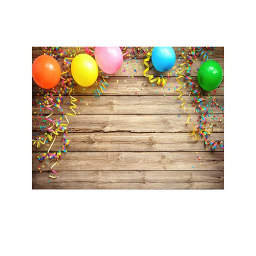 2,1 m x 1,5 m tablero de madera globo niños fiesta de cumpleaños dibujos animados fotografía fondo telaC