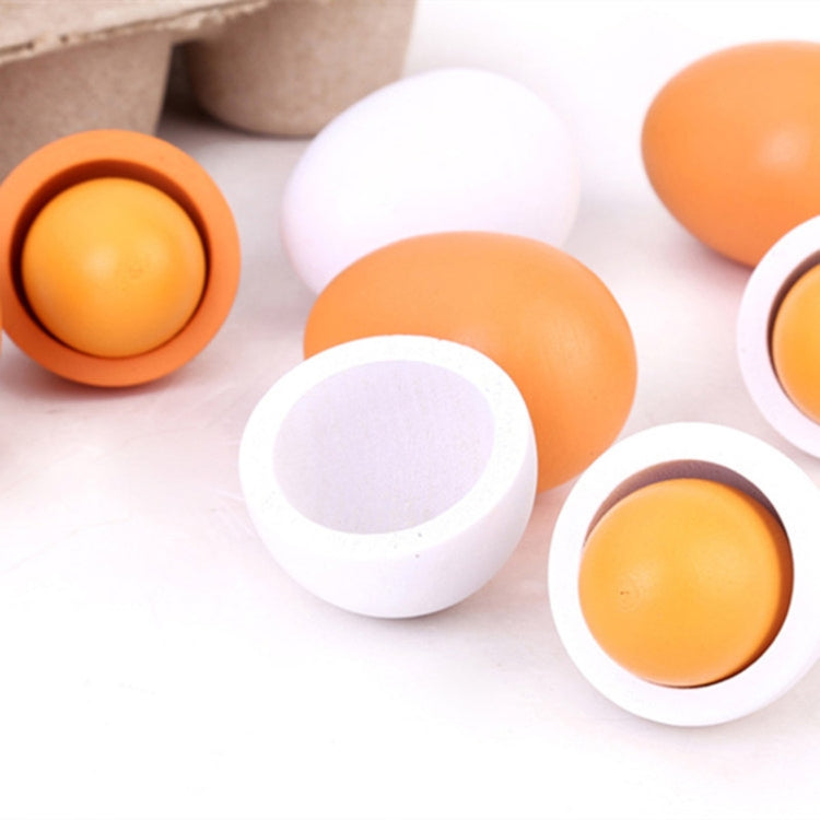 6 uds., yemas de huevos de madera, cocina simulada, juego de juguetes para cocinar, juego de simulación para niños, 6 PCS Eggs