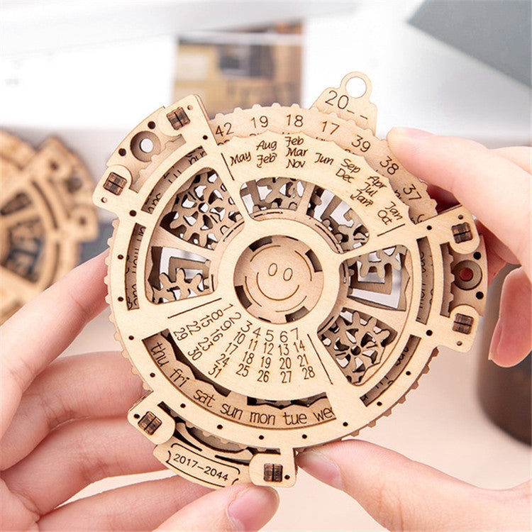 Niños engranaje mecánico de madera calendario perpetuo rompecabezas 3D modelo DIY juguetes ensamblados, Wooden DIY Assembled Toys