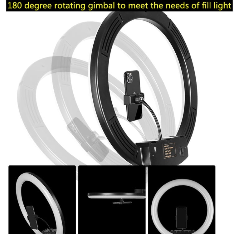 Conjunto de transmisión en vivo de luz de relleno de anillo LED de temperatura de color regulable, 14 inch+Phone Clip With 2.1m Tripod Mount, CN Plug, 14 inch+3 Phone Clips With 2.1m Tripod Mount, CN Plug                                                ...
