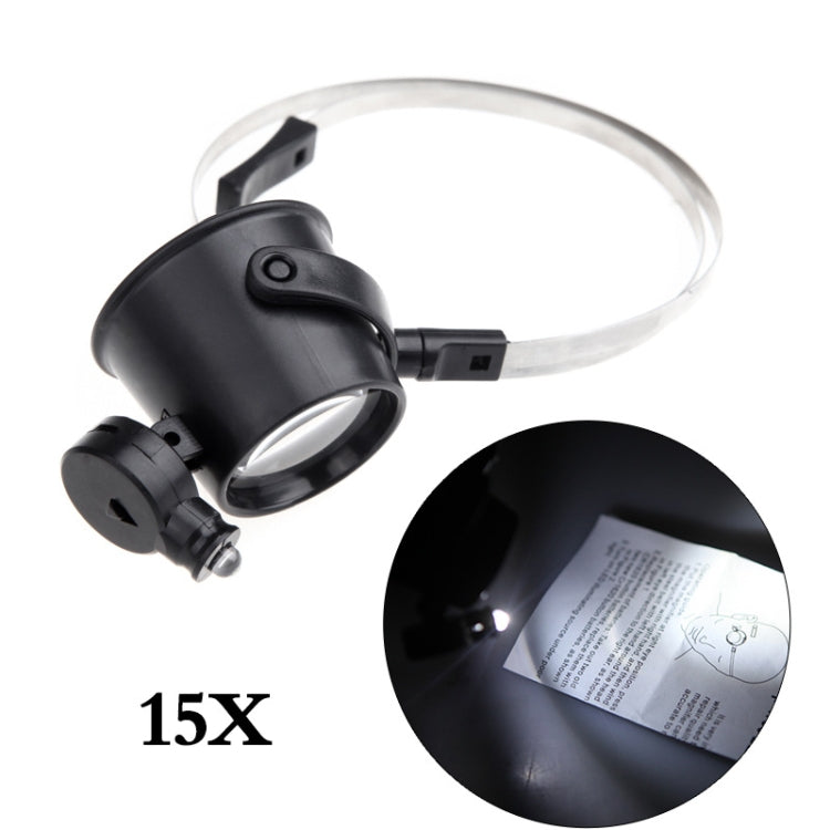 Lupa de reparación de reloj con banda para la cabeza con lupa ocular manos libres iluminada por LED 15X