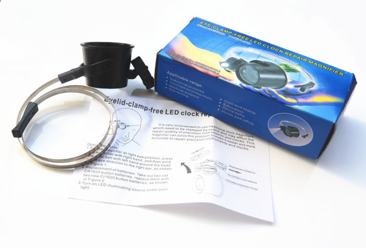 Lupa de reparación de reloj con banda para la cabeza con lupa ocular manos libres iluminada por LED 15X