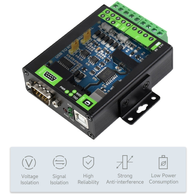 Waveshare FT232RNL Convertidor de aislamiento industrial de interfaz USB a RS232/485/422/TTL, 23996, 23996